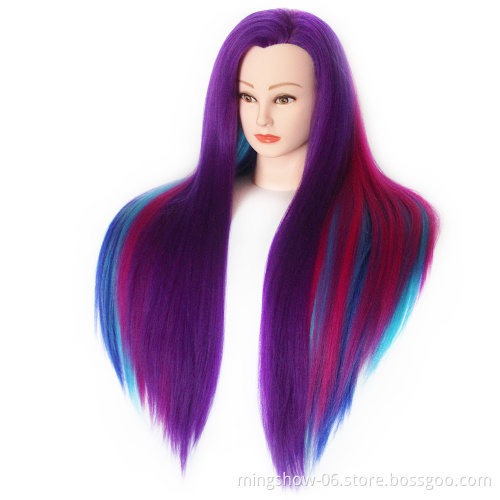 28" 100% High Temperature Fiber Colorful Hair Training Head Nice Hairdressing Doll Heads Mannequin Head To Practice Braiding